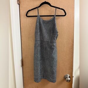 Storia Black and Silver Sparkle Spaghetti Strap Mini Dress Sz S